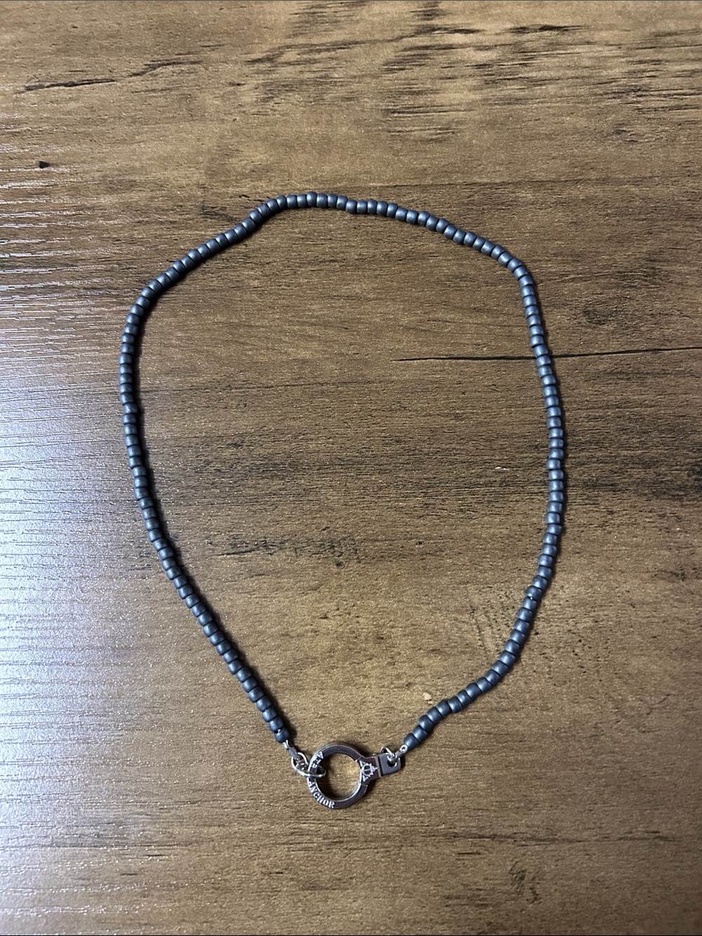 Hematite Beaded Necklace with Toggle Clasp - Gray